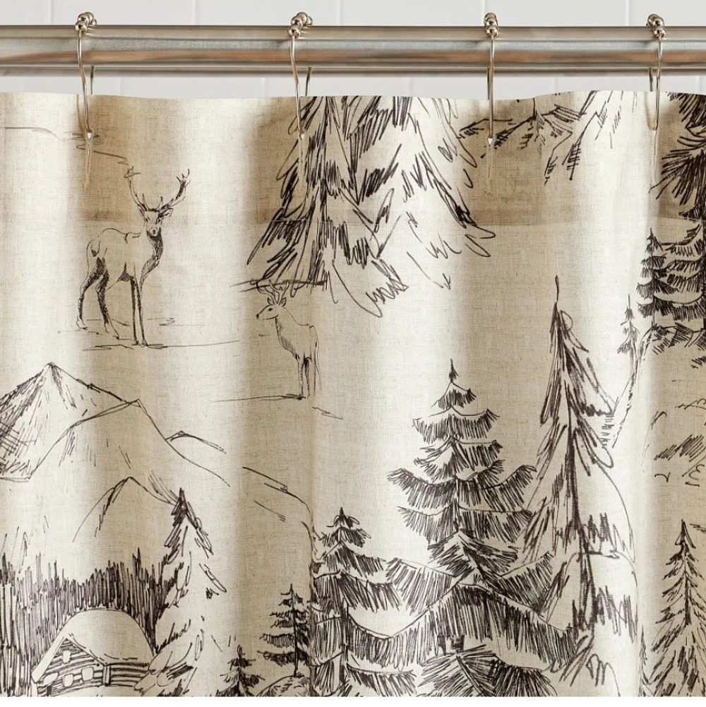 NWT Pottery Barn Rustic Forest 100% Cotton Shower Curtain 72×72" - Picture 3 of 12